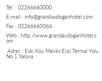 Grand Aydoan Otel iletiim bilgileri